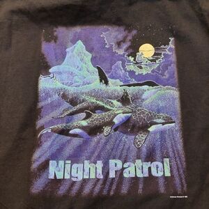 Night Patrol Graphic T-Shirt Vintage 90s 1998 XL Orcas Killer Whales